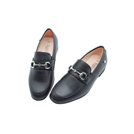 Black Leather Chain Boys Dress Shoe