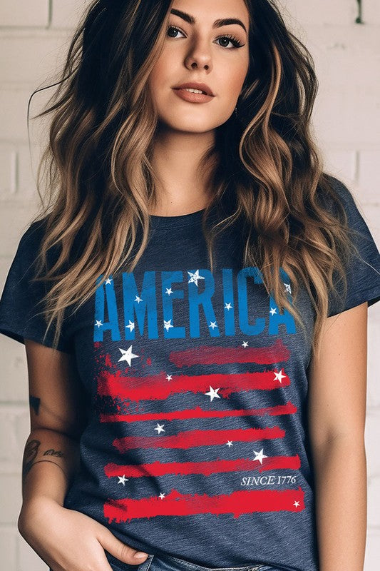 America Since 1776 Graphic Unisex Crew Neck T Shirts