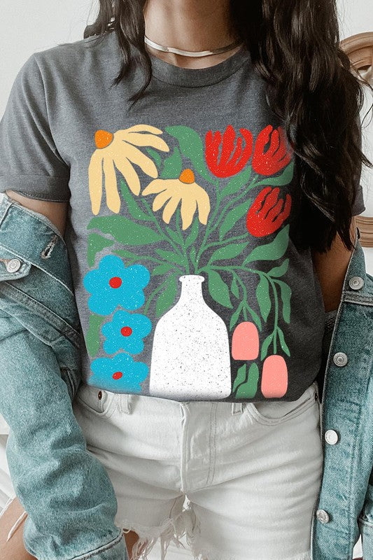 Boho Abstract Floral Graphic Unisex T Shirts