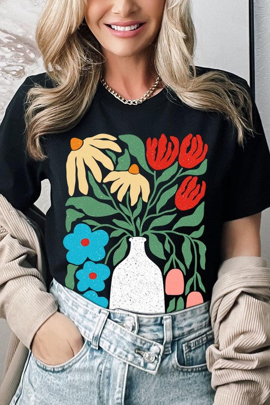 Boho Abstract Floral Graphic Unisex T Shirts
