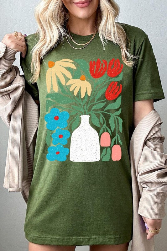 Boho Abstract Floral Graphic Unisex T Shirts