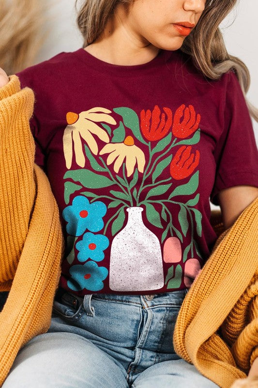 Boho Abstract Floral Graphic Unisex T Shirts