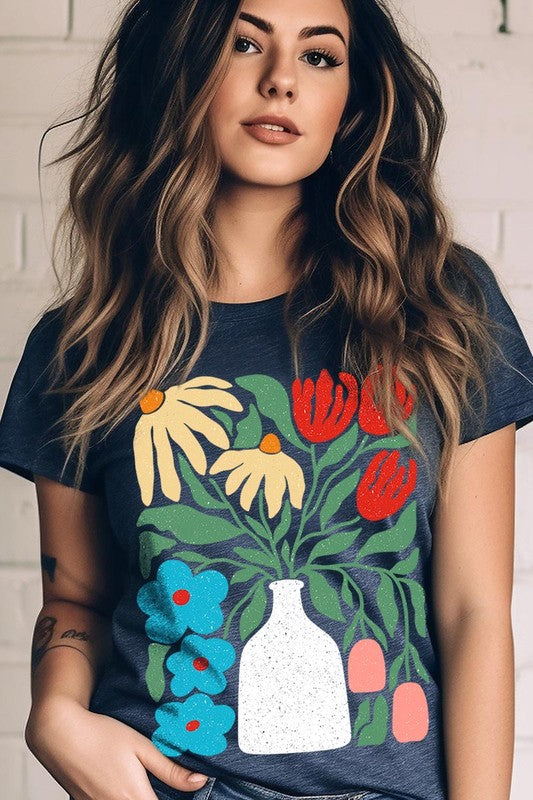 Boho Abstract Floral Graphic Unisex T Shirts