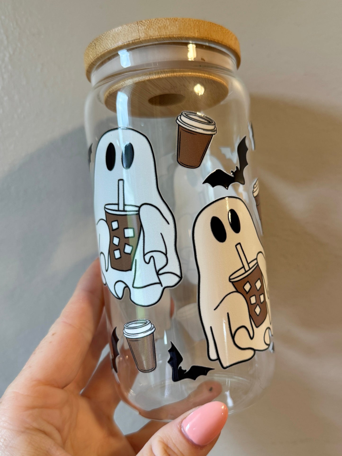 Halloween Coffee Lover Ghost and Coffee Cup Design Boos and Brews