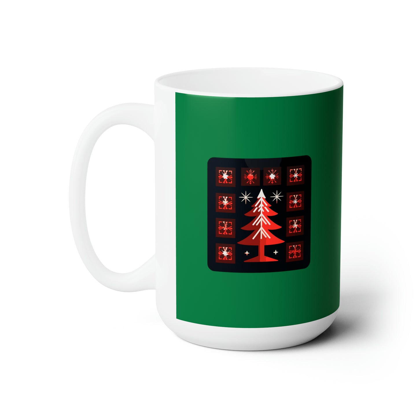 A big Christmas tree decoration, Dark green Ceramic Mug 15oz