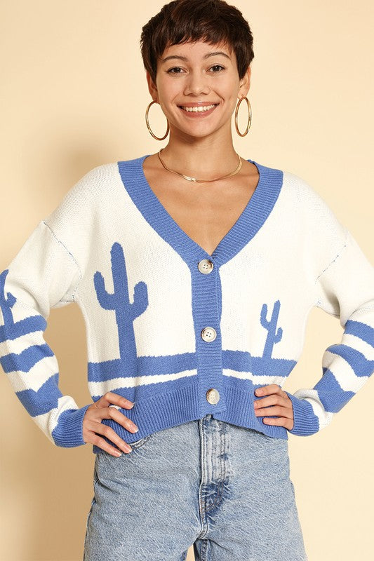 Desert sunset cardigan V neckline button front