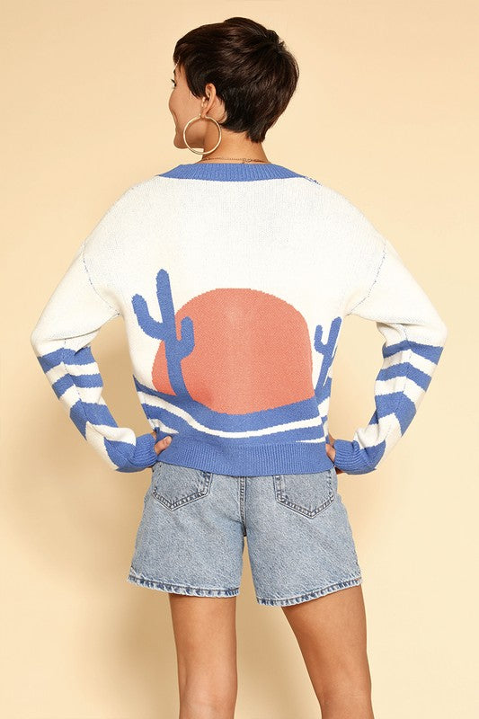 Desert sunset cardigan V neckline button front