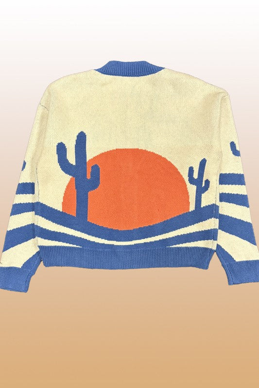 Desert sunset cardigan V neckline button front