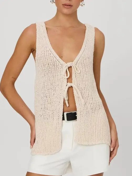 Front Tie Knit Vest Top Knit Vest Top