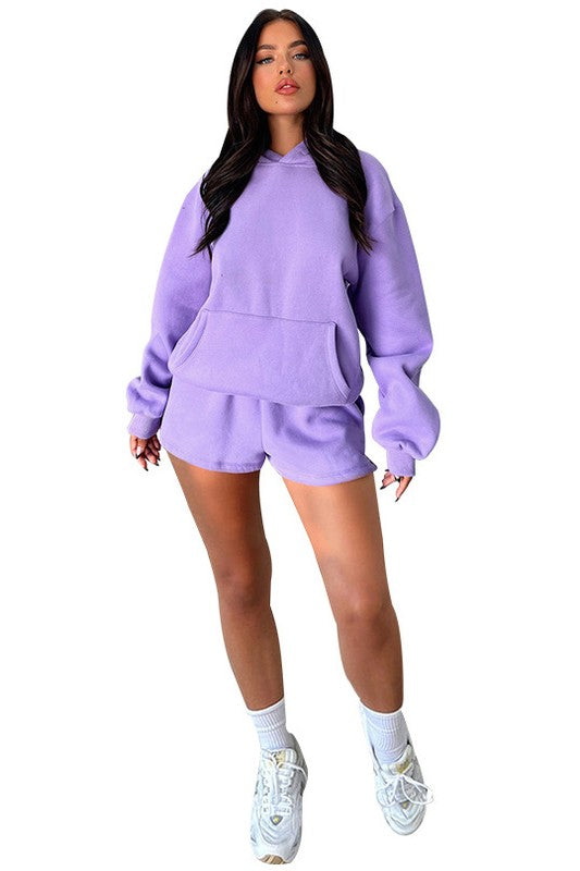 Sexy Two Piece Hoodie and Shorts Set