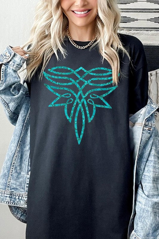 Turquoise Boot Stitch Plus Heavyweight T Shirts