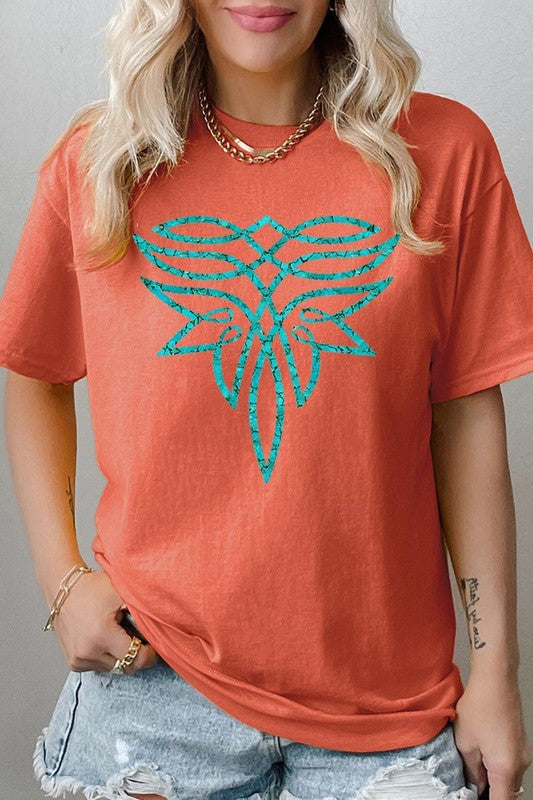 Turquoise Boot Stitch Plus Heavyweight T Shirts
