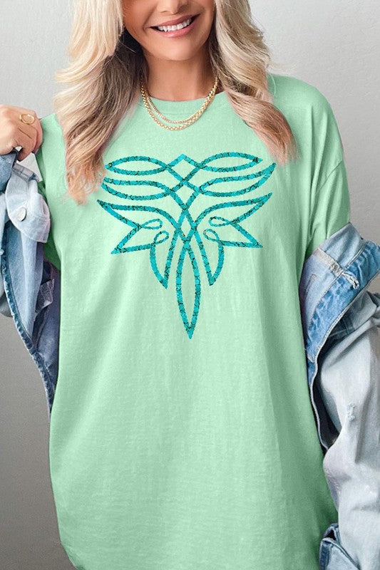 Turquoise Boot Stitch Plus Heavyweight T Shirts