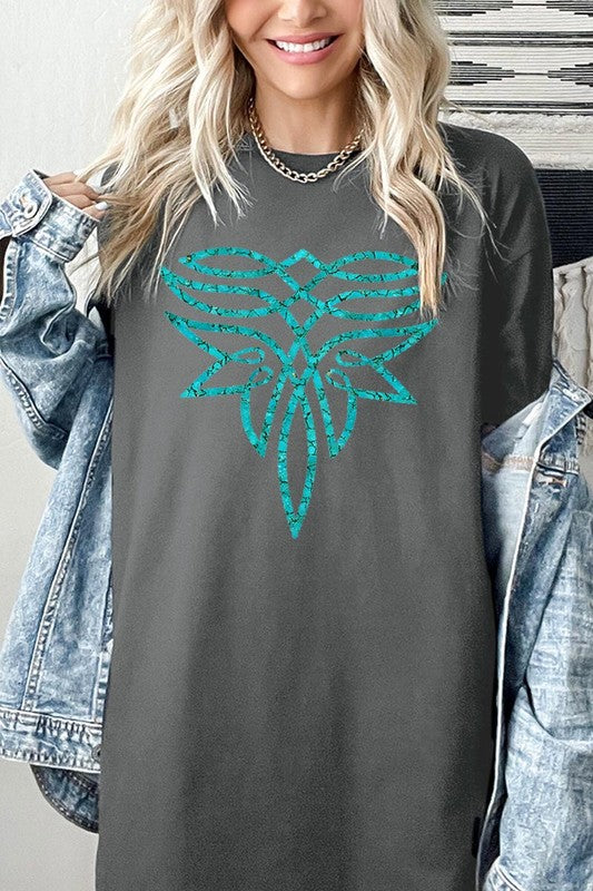 Turquoise Boot Stitch Plus Heavyweight T Shirts