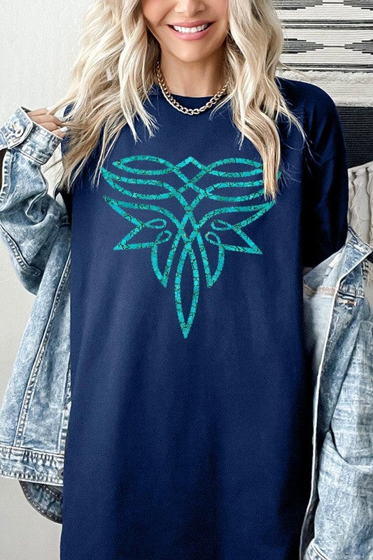 Turquoise Boot Stitch Plus Heavyweight T Shirts