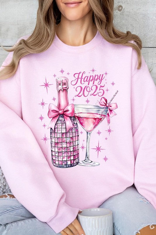 Happy 2025 New Year Graphic Fleece Sweatshirts Unisex Crew Neck Gildan