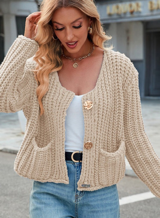 Cropped Knit Cardigan Lightweight Shrugs & Cardigans