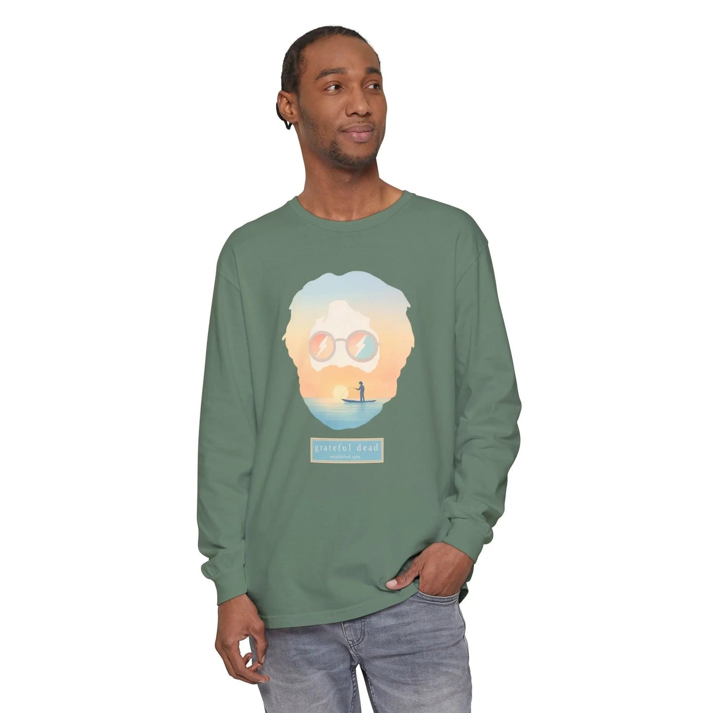 Garment-Dyed Long Sleeve T-Shirt 100% Cotton Tropical Jerry Vineyard Collection