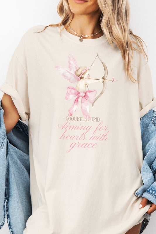 Valentine's Vintage Wash Graphic Tee Heavy Weighted Unisex Coquette Cupid
