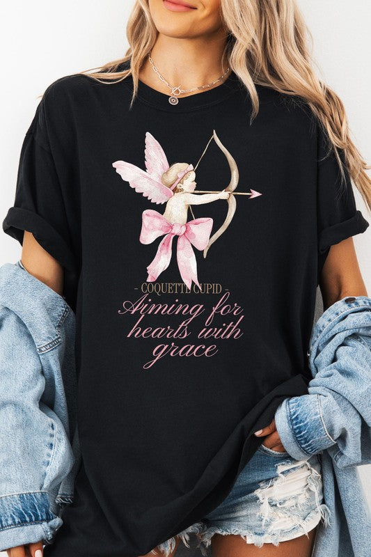 Valentine's Vintage Wash Graphic Tee Heavy Weighted Unisex Coquette Cupid
