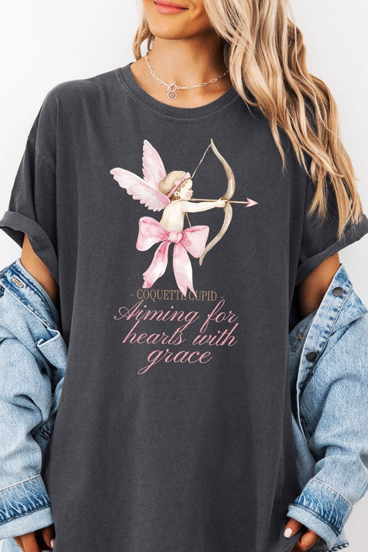 Valentine's Vintage Wash Graphic Tee Heavy Weighted Unisex Coquette Cupid