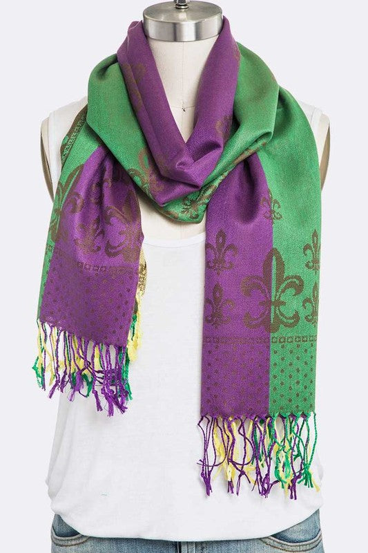 Mardi Gras Color Pashmina Fashion Scarf