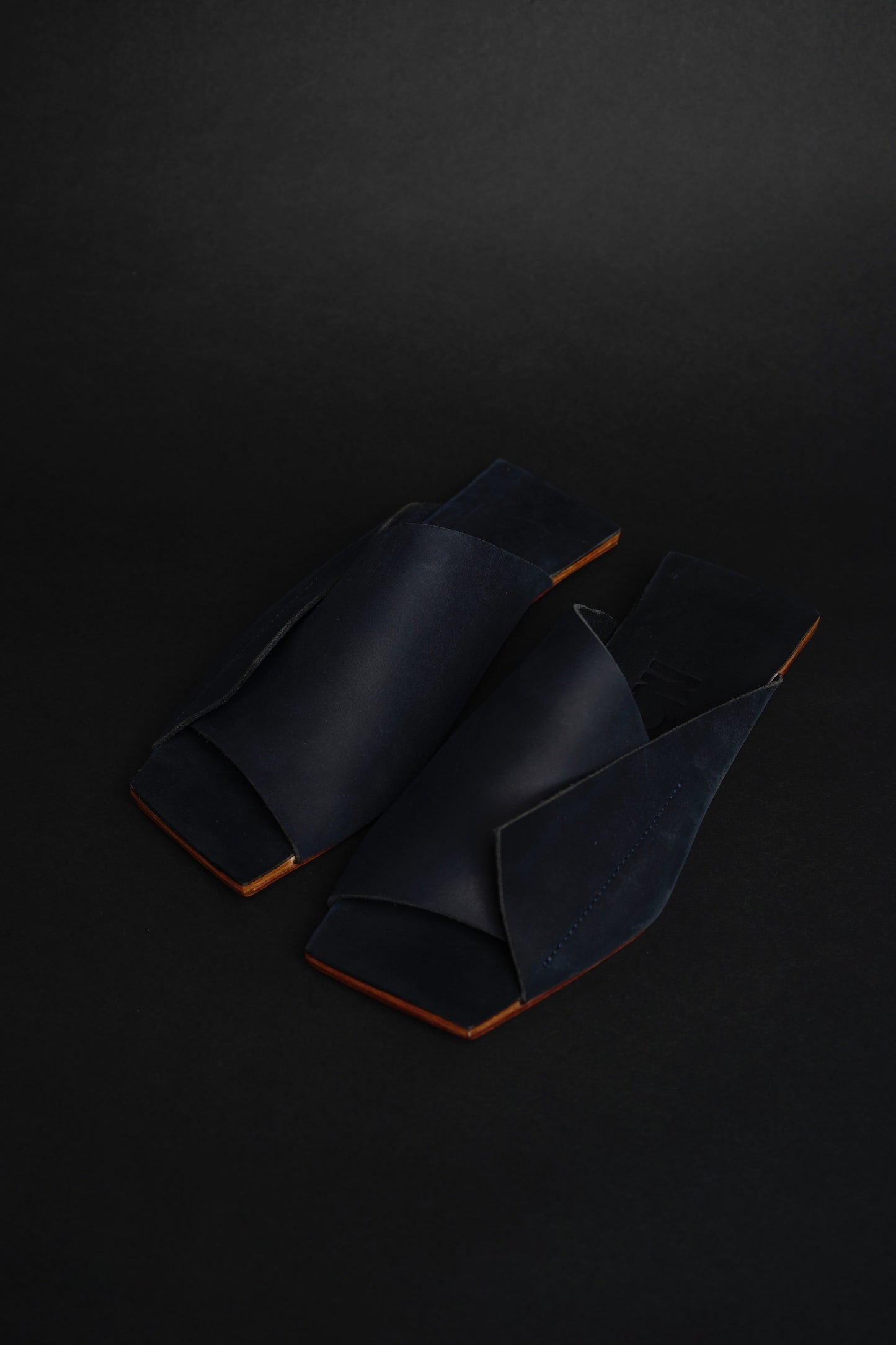 Amos Handcrafted Navy Leather Slides