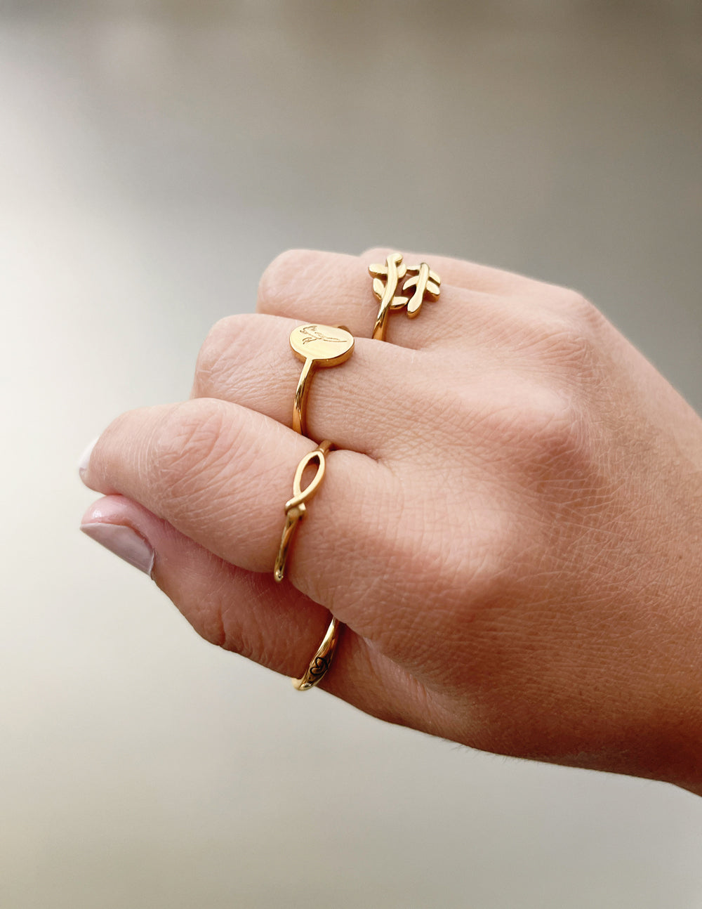 Gold Wildflower Stainless Steel Ring Elevated Faith