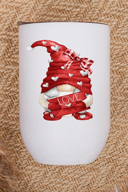 Valentine's Day Gnome Love Envelope Wine Tumbler 12 oz Stainless Steel