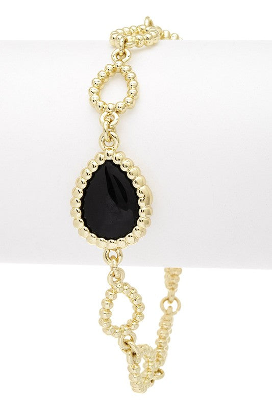 Texture Charm Link Stainless Steel Bracelet