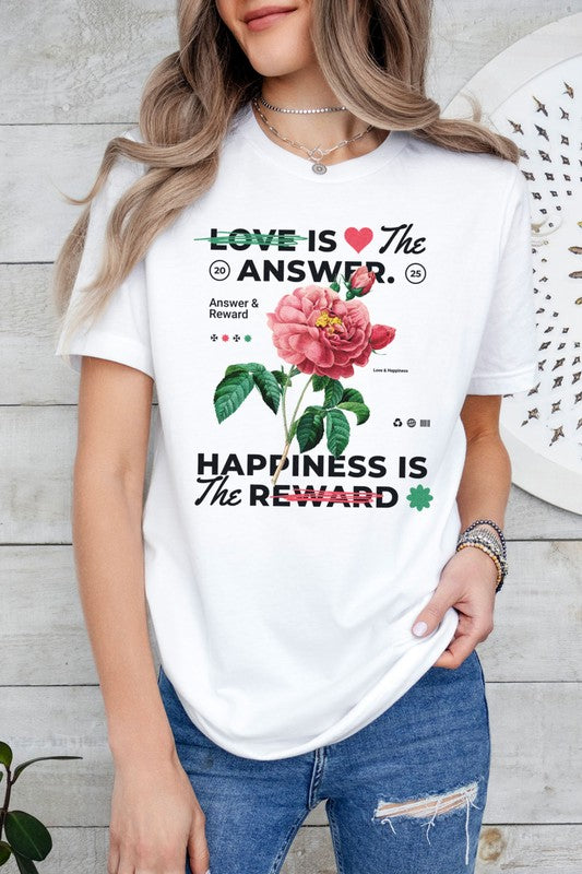 Valentine's Graphic Tee Eco-Friendly Crew Neck Love is The Answer