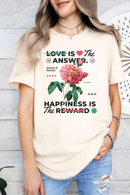 Valentine's Graphic Tee Eco-Friendly Crew Neck Love is The Answer