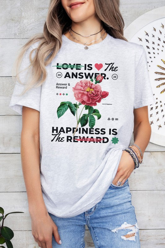 Valentine's Graphic Tee Eco-Friendly Crew Neck Love is The Answer