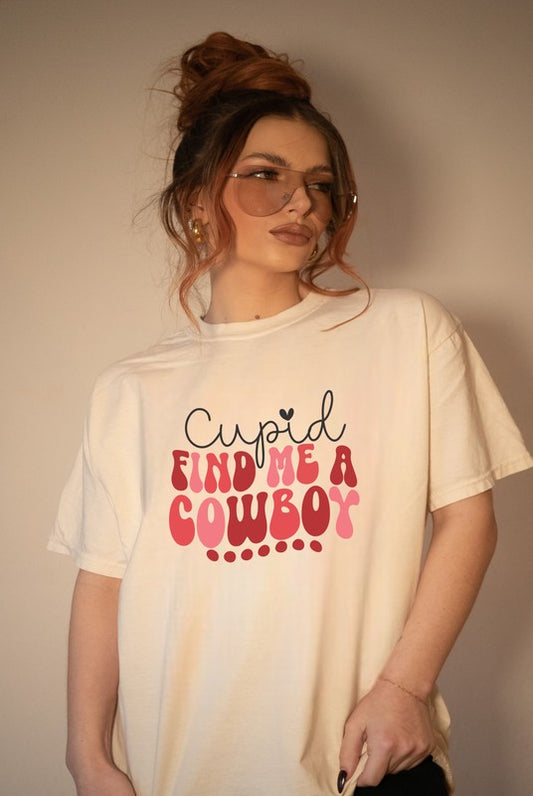 Cupid Find Me A Cowboy Graphic Tee Unisex Bella Canvas