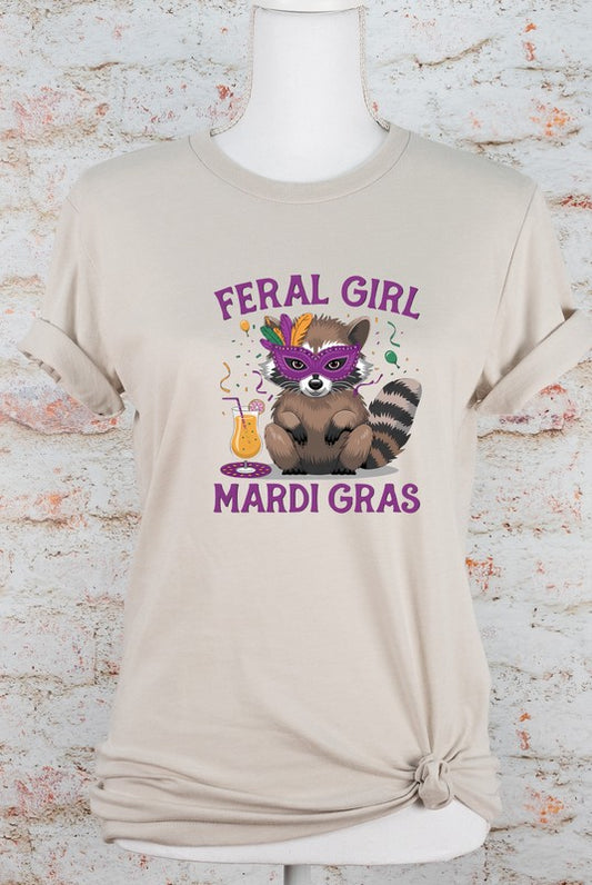 Feral Girl Mardi Gras Graphic Short Sleeve Tee Bella Canvas