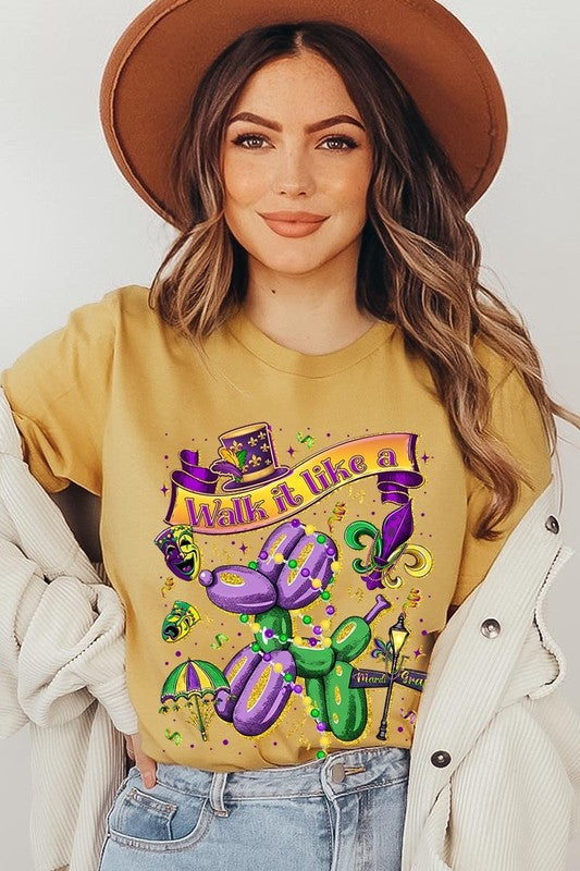 Walk It Like A Mardi Gras Graphic Tee Unisex Crew Neck T-Shirt Bella + Canvas