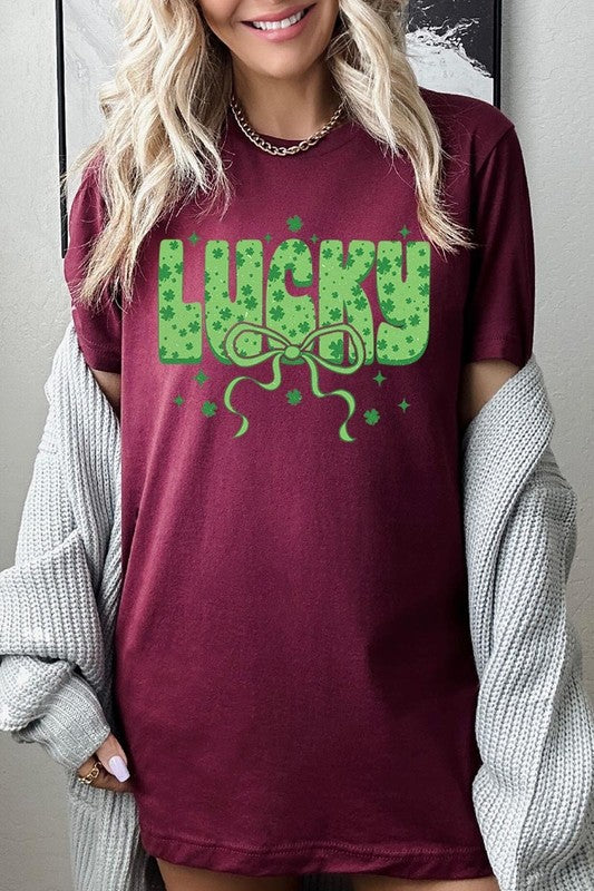 Croquette Lucky Bow Graphic Tee Unisex Crew Neck T-Shirt Bella + Canvas