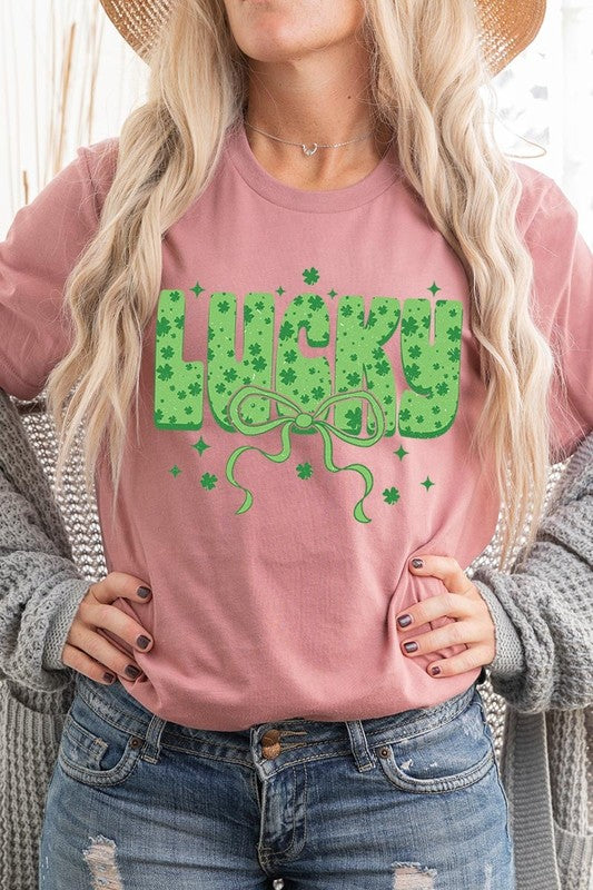 Croquette Lucky Bow Graphic Tee Unisex Crew Neck T-Shirt Bella + Canvas