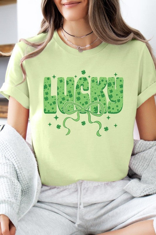 Croquette Lucky Bow Graphic Tee Unisex Crew Neck T-Shirt Bella + Canvas