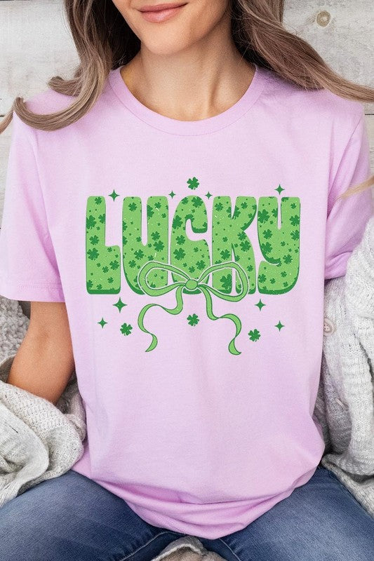 Croquette Lucky Bow Graphic Tee Unisex Crew Neck T-Shirt Bella + Canvas