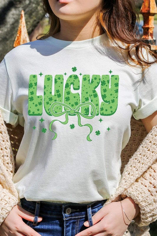 Croquette Lucky Bow Graphic Tee Unisex Crew Neck T-Shirt Bella + Canvas