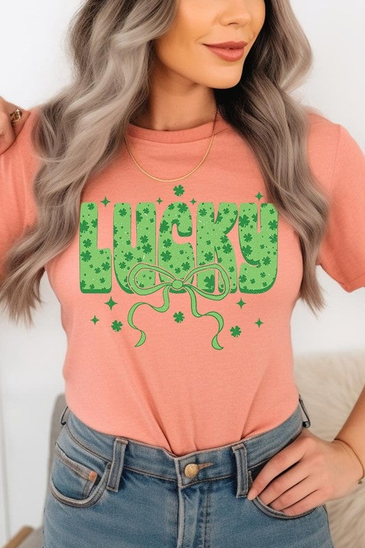 Croquette Lucky Bow Graphic Tee Unisex Crew Neck T-Shirt Bella + Canvas
