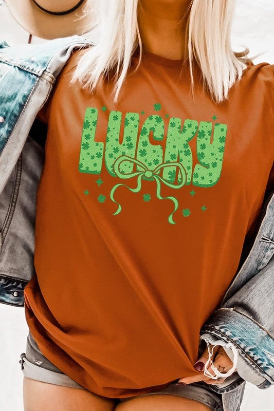 Croquette Lucky Bow Graphic Tee Unisex Crew Neck T-Shirt Bella + Canvas