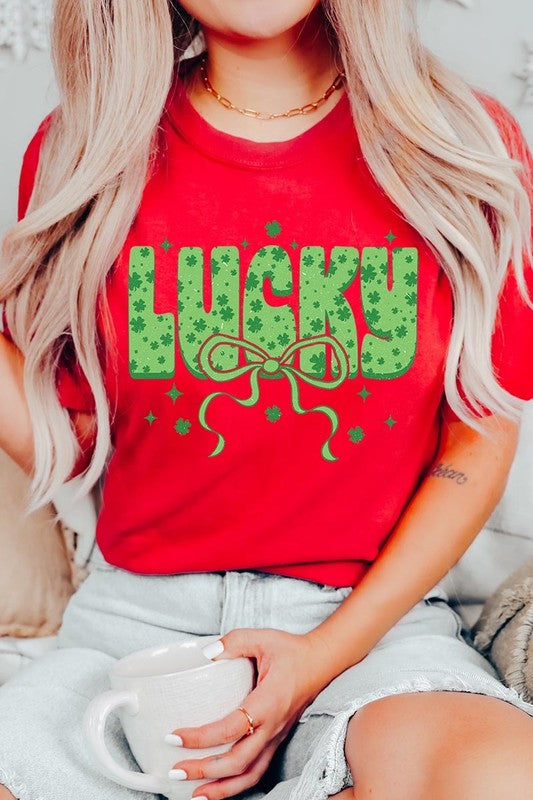 Croquette Lucky Bow Graphic Tee Unisex Crew Neck T-Shirt Bella + Canvas