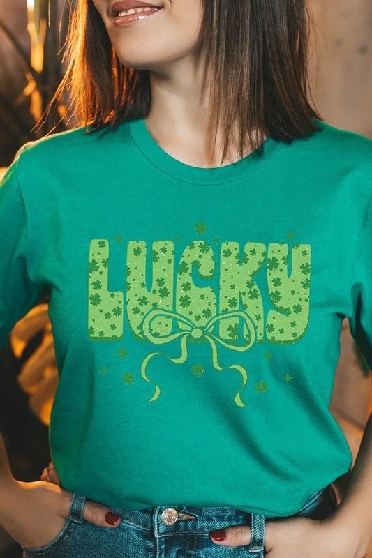 Croquette Lucky Bow Graphic Tee Unisex Crew Neck T-Shirt Bella + Canvas