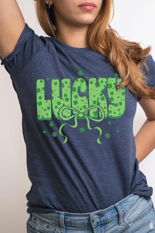 Croquette Lucky Bow Graphic Tee Unisex Crew Neck T-Shirt Bella + Canvas