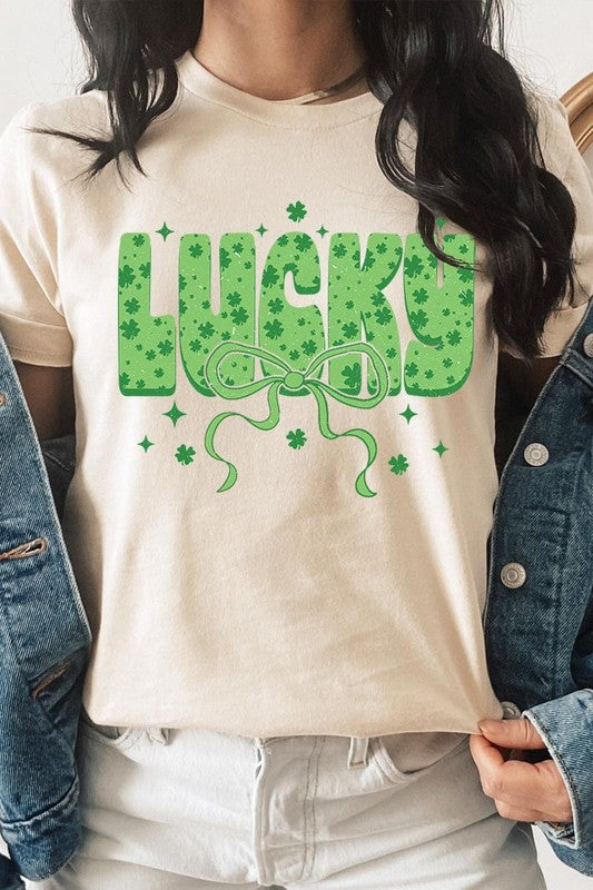 Croquette Lucky Bow Graphic Tee Unisex Crew Neck T-Shirt Bella + Canvas