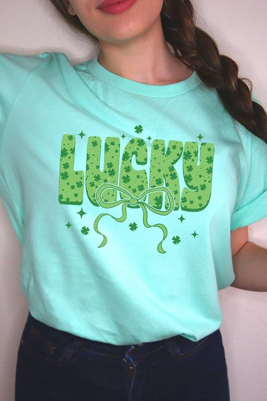 Croquette Lucky Bow Graphic Tee Unisex Crew Neck T-Shirt Bella + Canvas