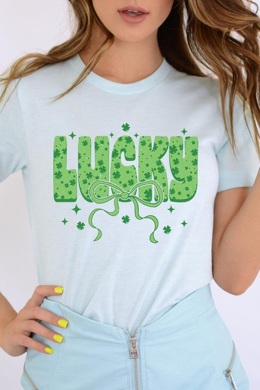 Croquette Lucky Bow Graphic Tee Unisex Crew Neck T-Shirt Bella + Canvas