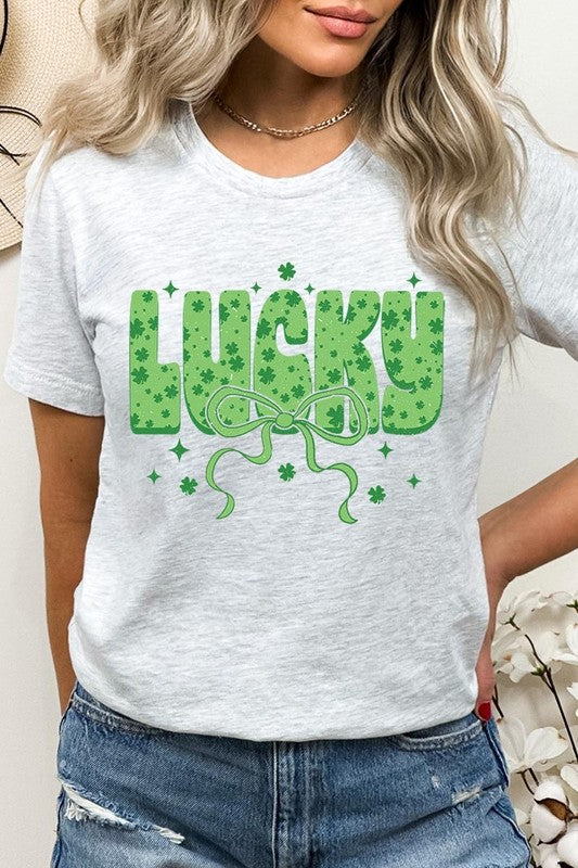 Croquette Lucky Bow Graphic Tee Unisex Crew Neck T-Shirt Bella + Canvas